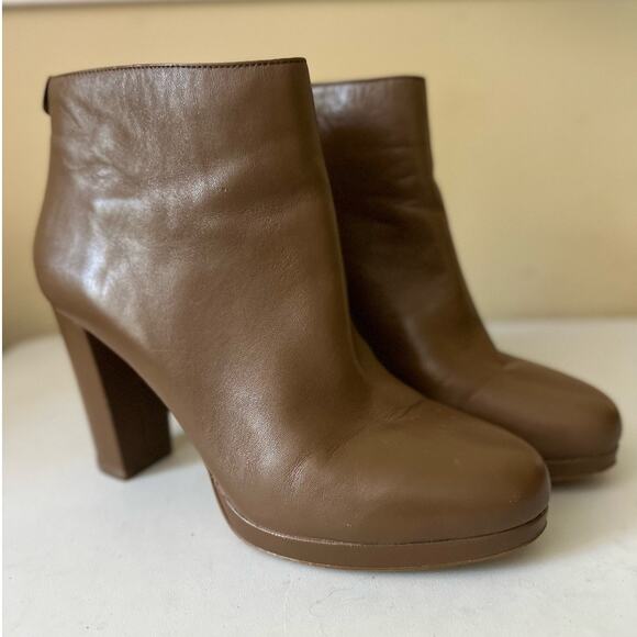 Michael Kors Boots Sammy Leather Platform Ankle Booties Brown Women's Size 8.5 - Picture 2 of 10